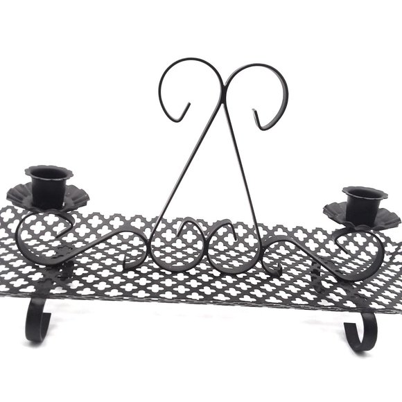 Mesh Candle Holder Centerpiece VTG Black Metal Candleabra HOMCO Votive Holder - Picture 7 of 8